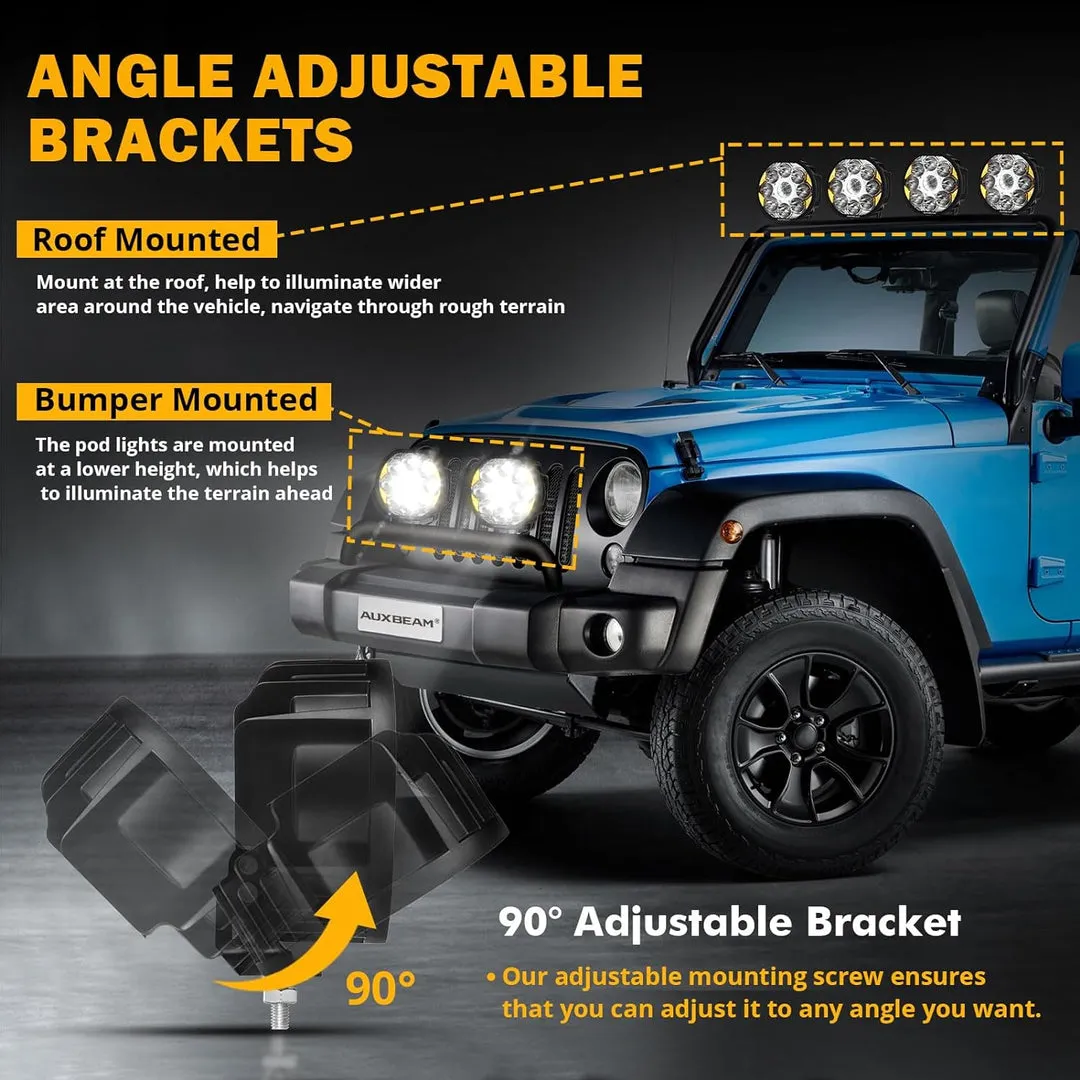 360-Ultra Series 6 Inch 132W Led Spot Driving Light Off Road Lights | White DRL & Amber Light