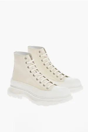 Alexander McQueen Leather High-Top Sneakers With Platform Soles
