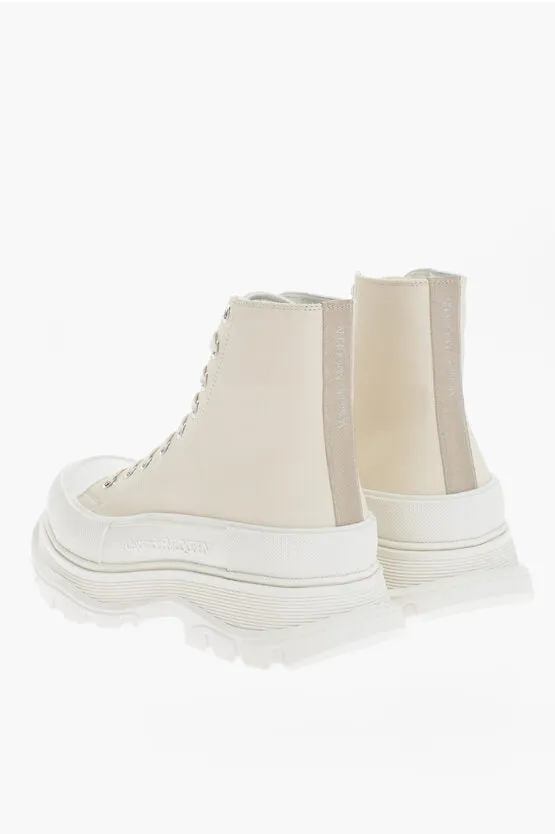 Alexander McQueen Leather High-Top Sneakers With Platform Soles