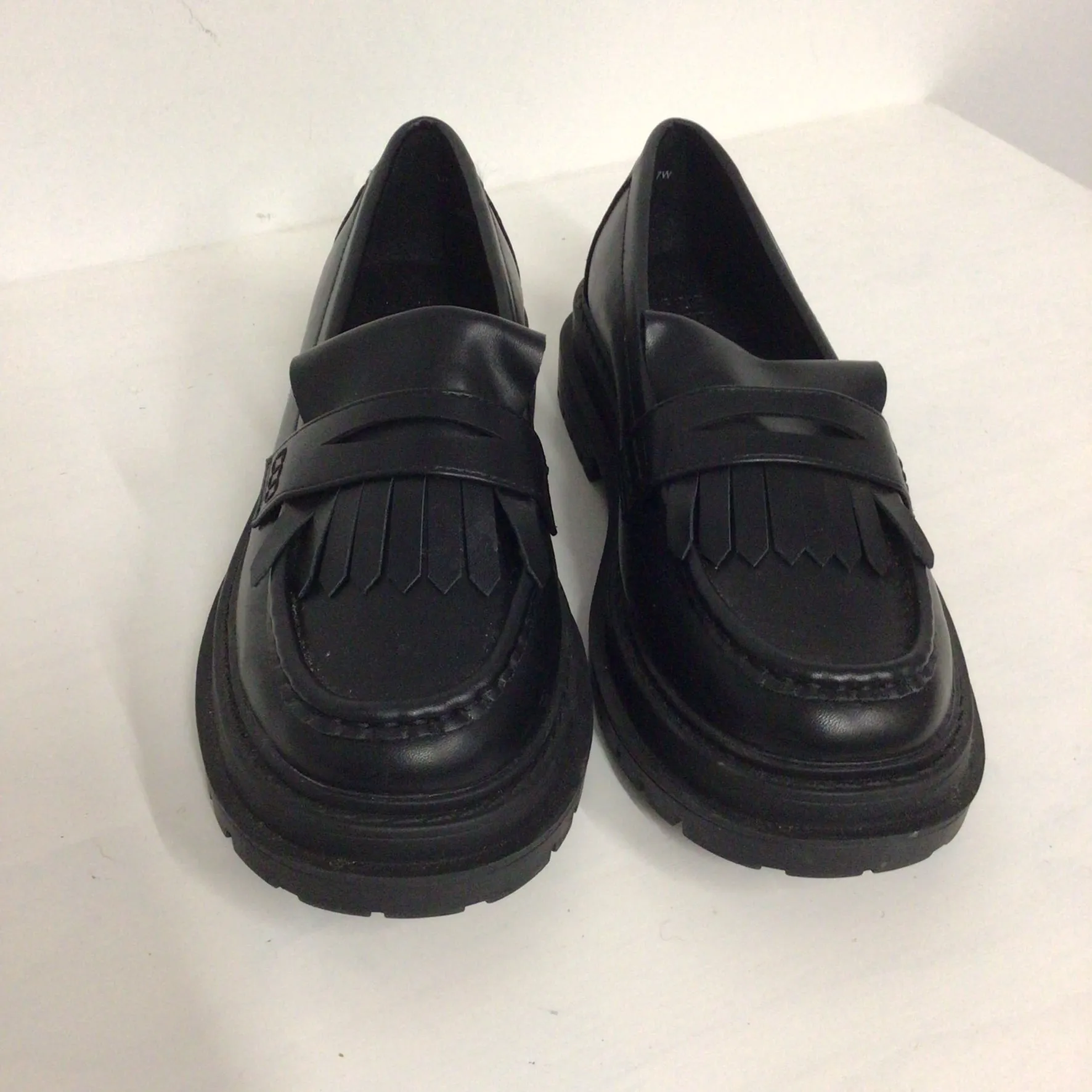 ASOS Black Chunky Fringe Loafers Shoes Size 5 UK