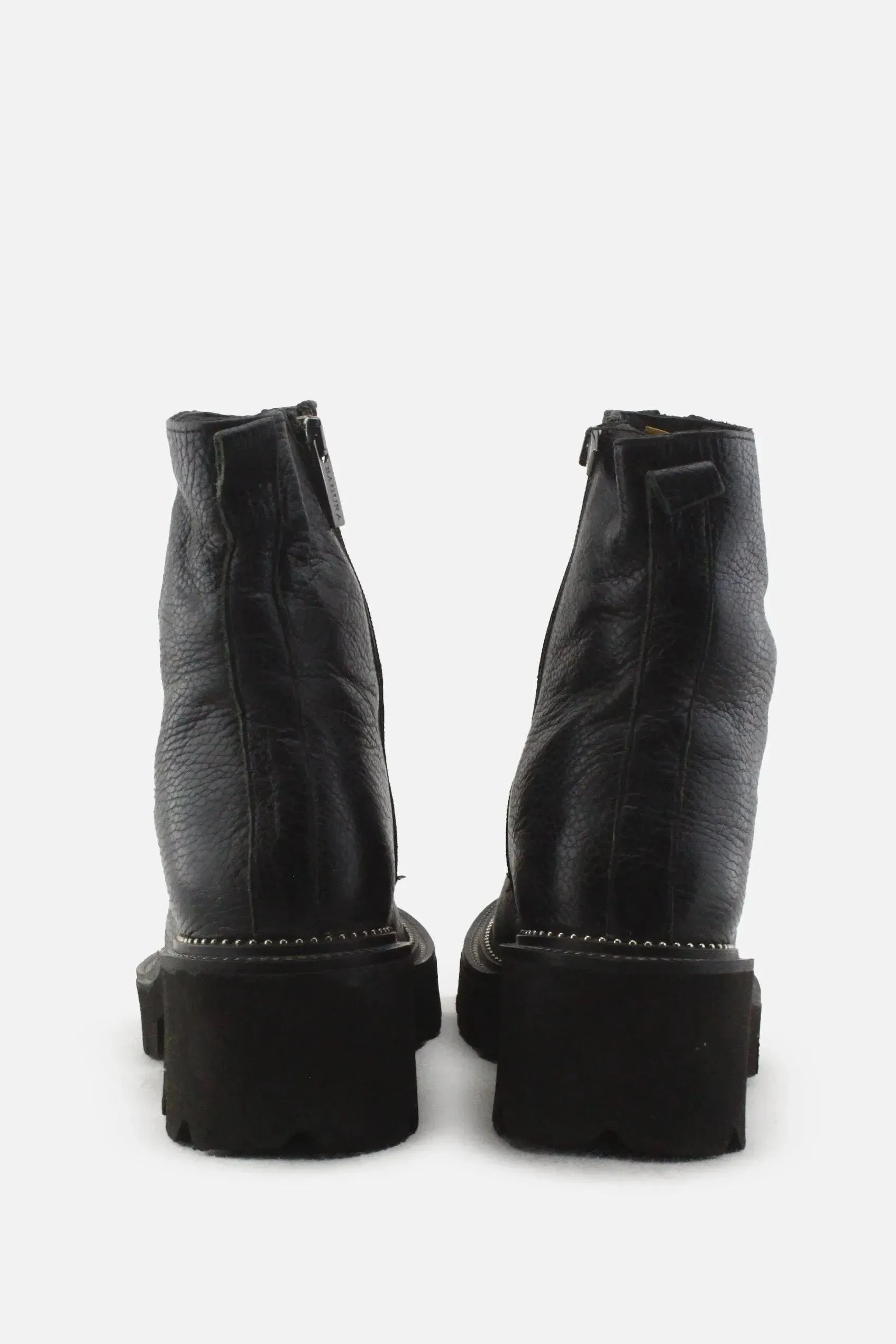 Badura Zipper Combat Ankle Boots |100% Authentic Leather