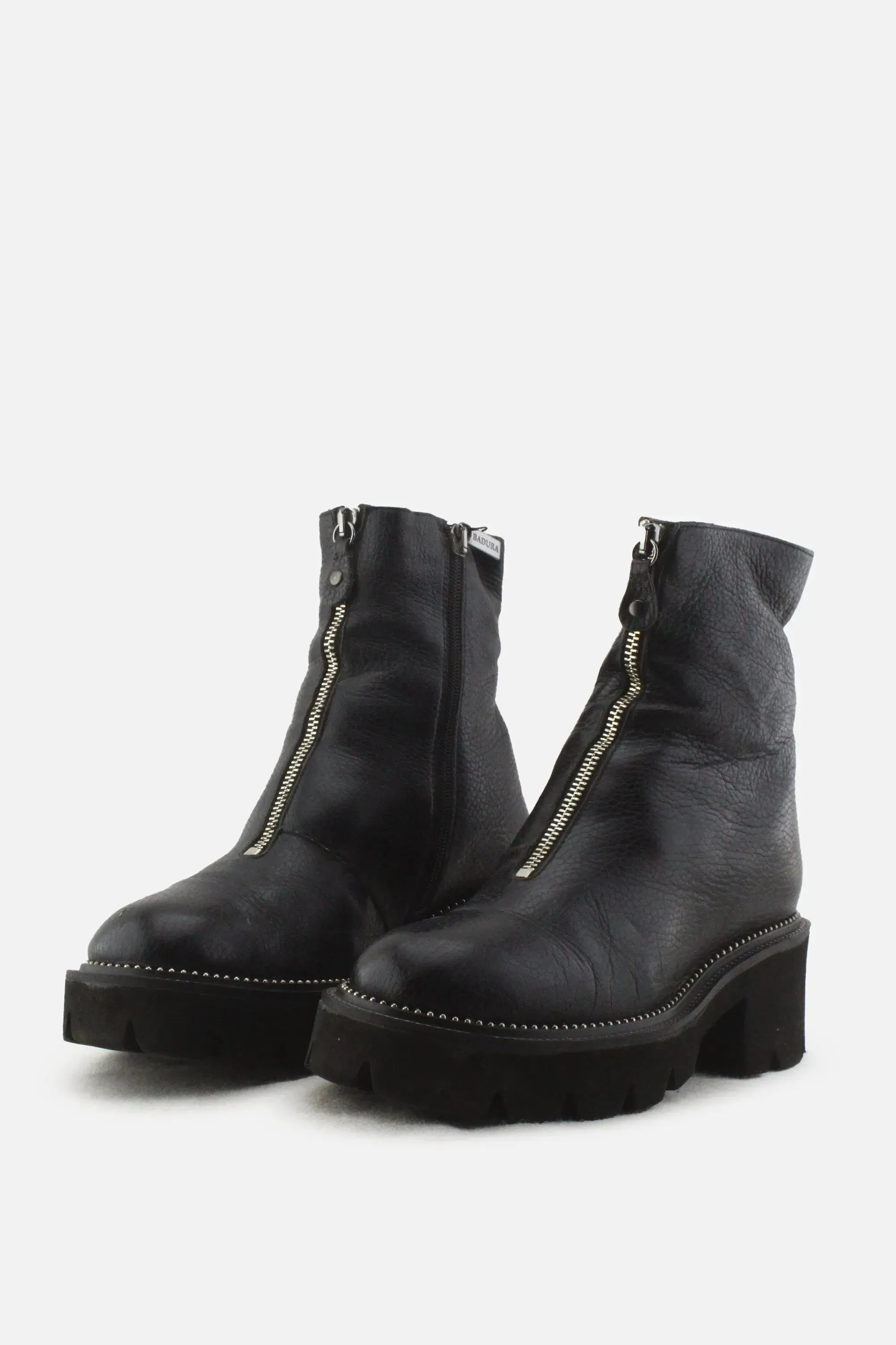 Badura Zipper Combat Ankle Boots |100% Authentic Leather