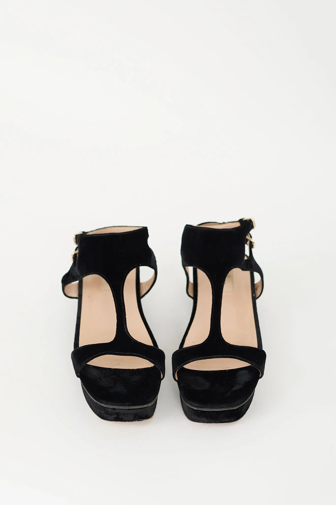 Black Velvet Platform Sandal