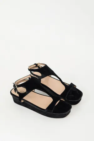 Black Velvet Platform Sandal