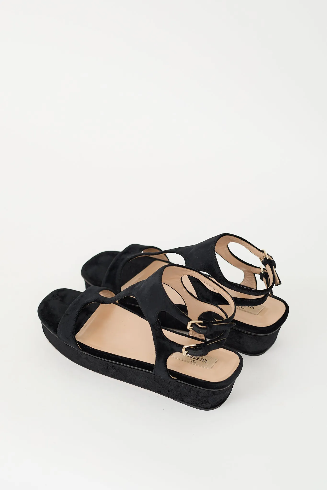 Black Velvet Platform Sandal