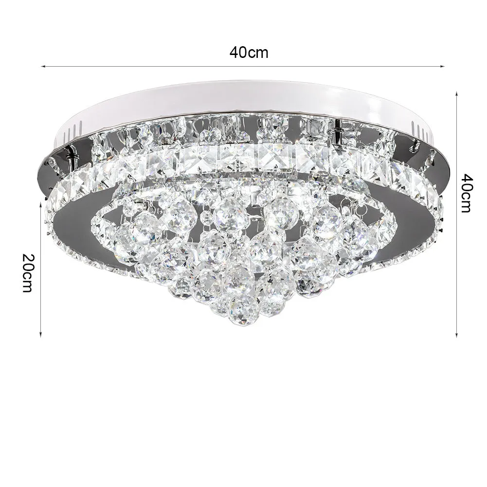 Crystal Round Crystal-droplets LED Semi Flush Mount Ceiling Light