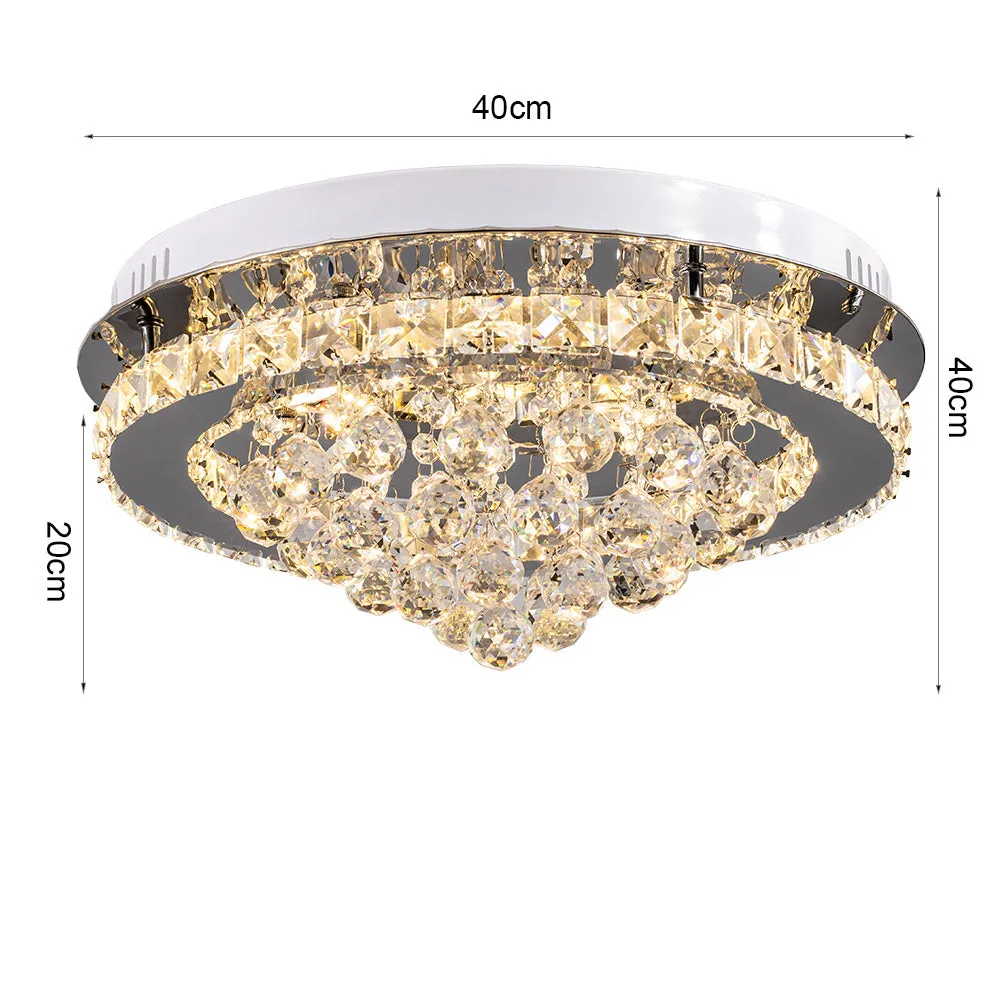 Crystal Round Crystal-droplets LED Semi Flush Mount Ceiling Light