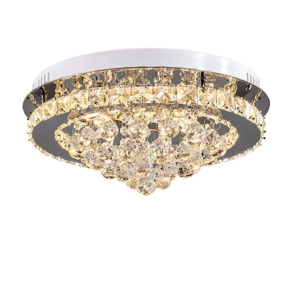 Crystal Round Crystal-droplets LED Semi Flush Mount Ceiling Light