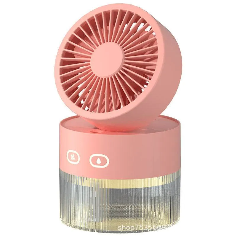 Desk Fan with LED Lights - Strong Wind Desktop Atmosphere Lamp Fan Humidifier