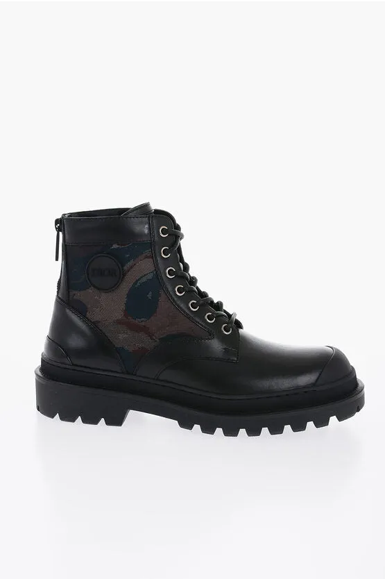 Dior Leather And Fabric Camo Combat Boots