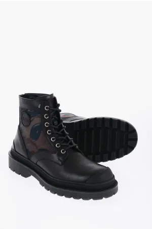 Dior Leather And Fabric Camo Combat Boots
