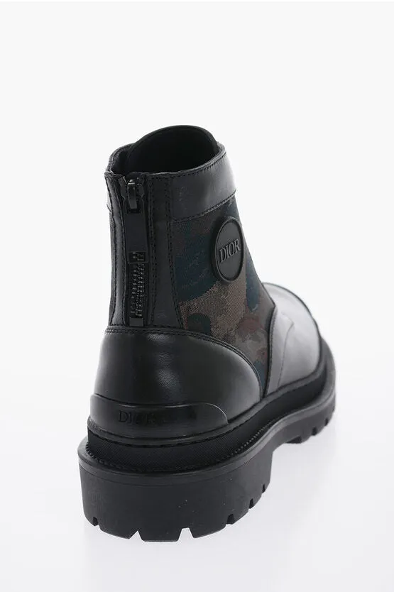 Dior Leather And Fabric Camo Combat Boots