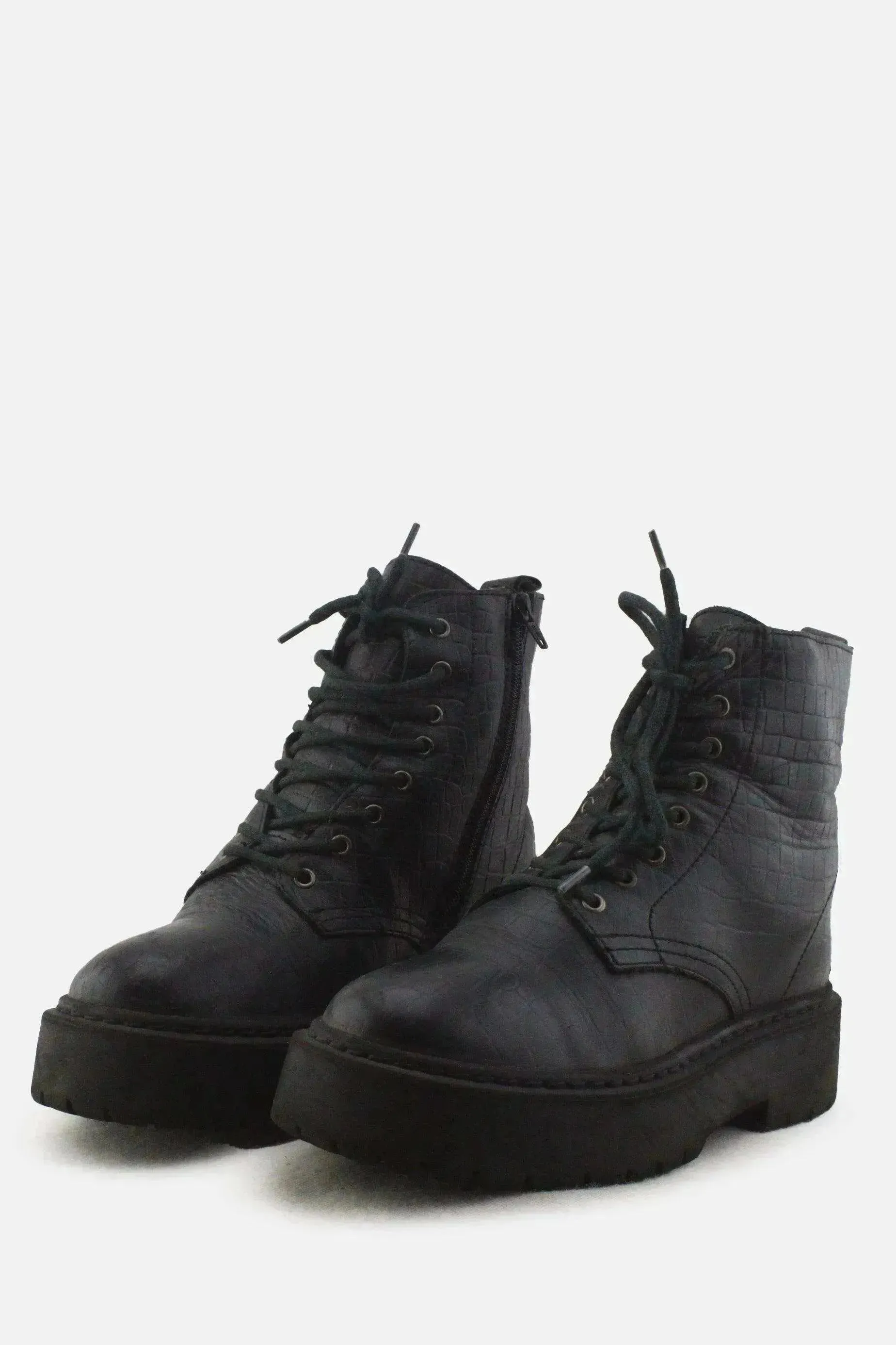 European Brand Zipper Laces Combat Ankle Boots |100% Authentic Leather