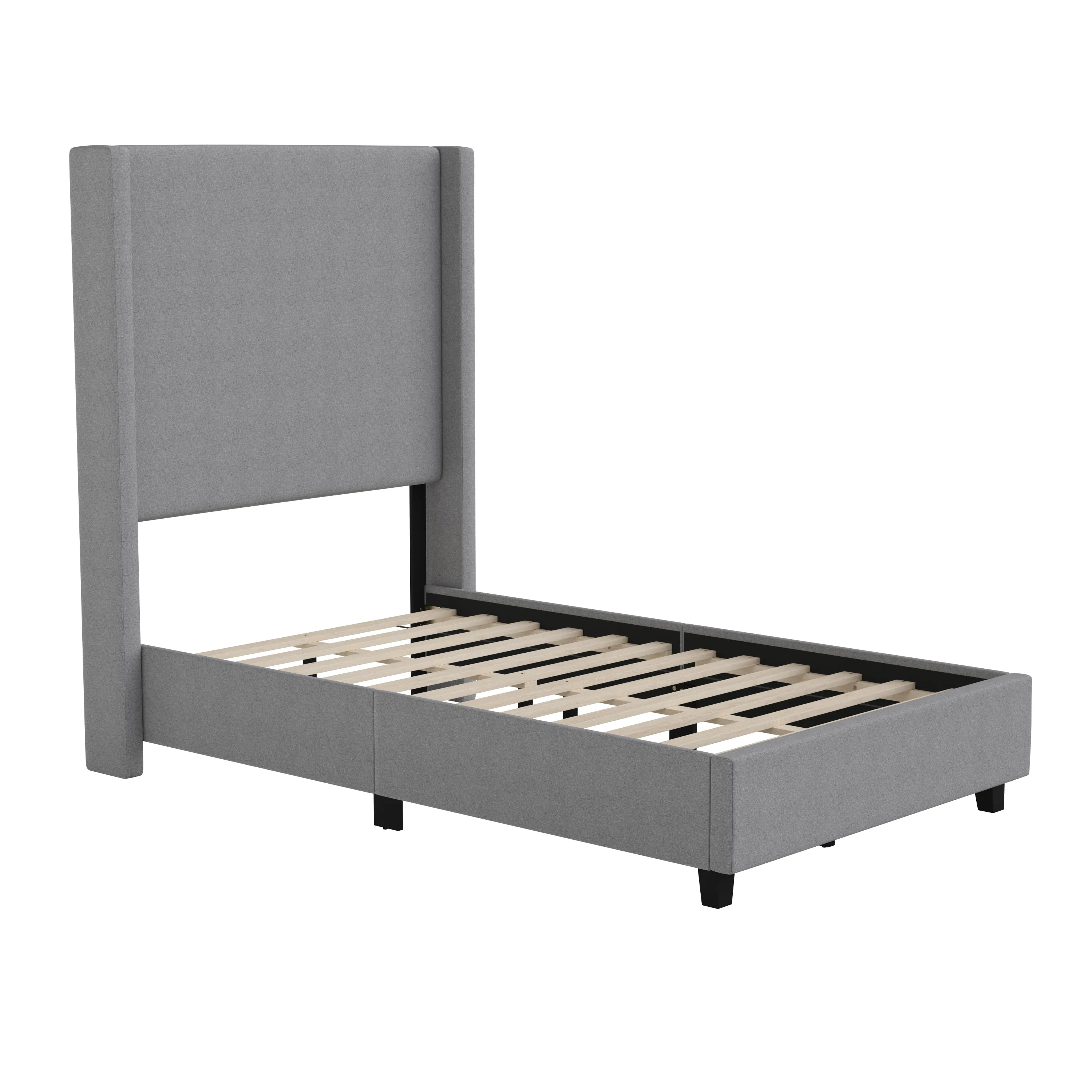 Gray Twin Size Platform Bed YK-1077-GY-T-GG