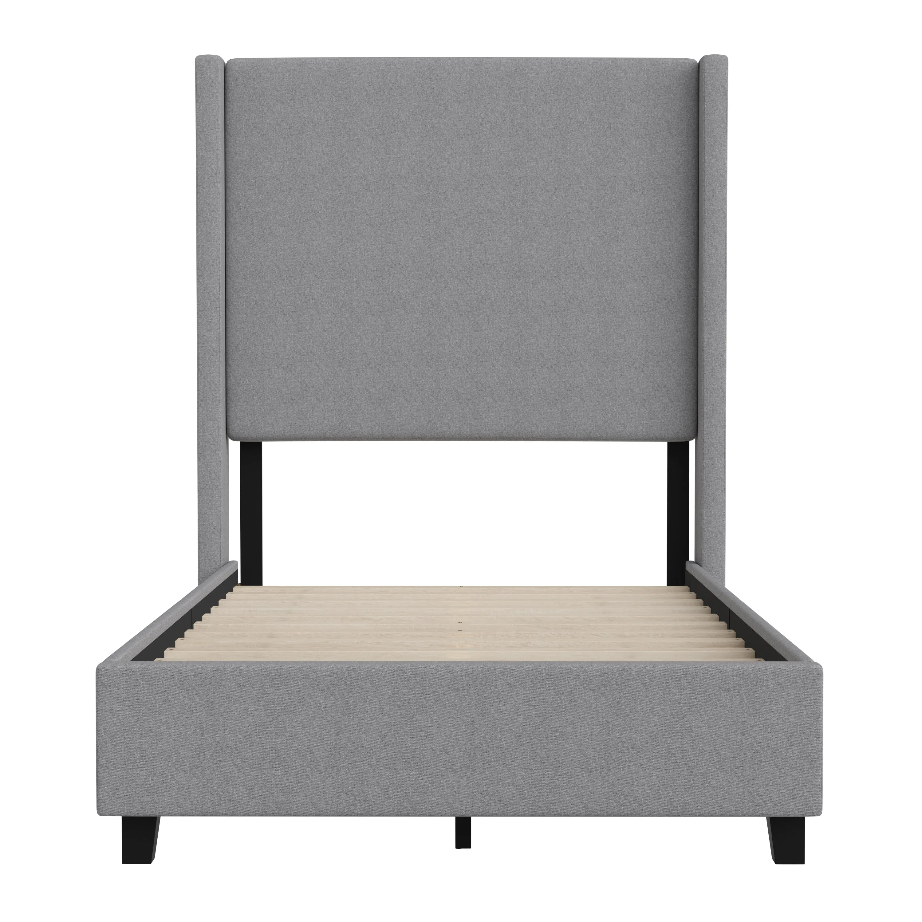 Gray Twin Size Platform Bed YK-1077-GY-T-GG