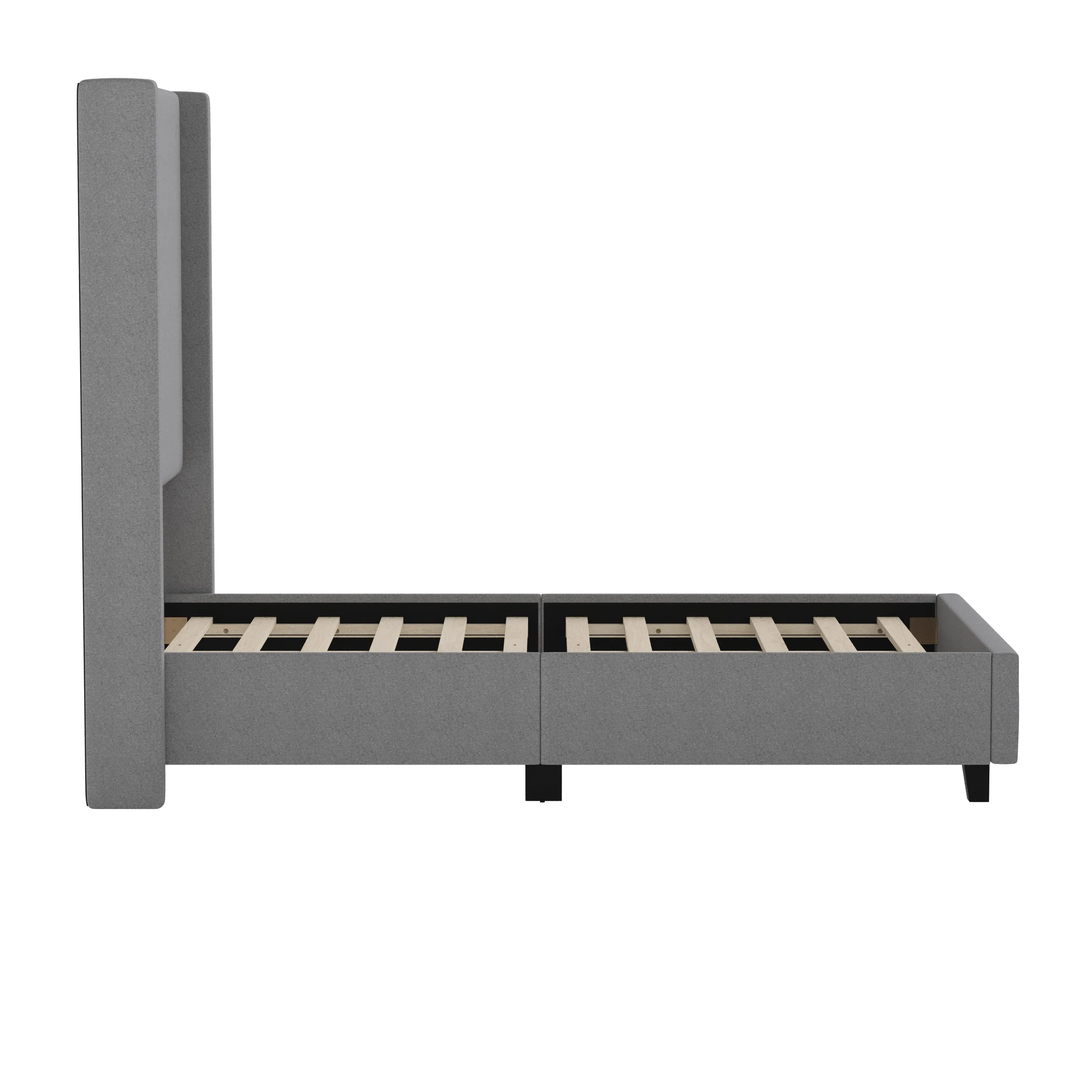 Gray Twin Size Platform Bed YK-1077-GY-T-GG