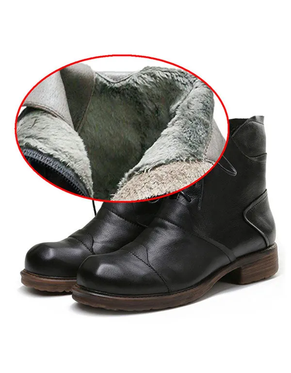 Handmade Leather Women's British Short Boots