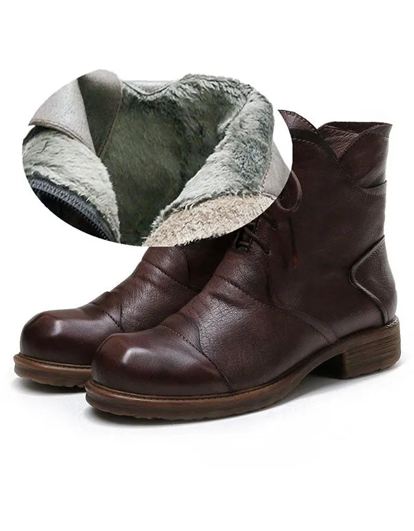 Handmade Leather Women's British Short Boots