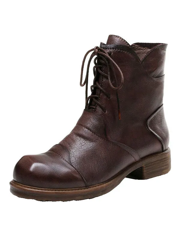Handmade Leather Women's British Short Boots