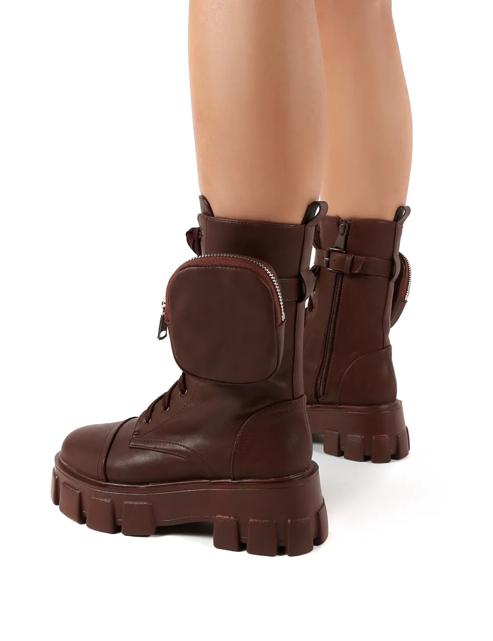 Intention Chocolate Chunky Sole Pouch Ankle Boots