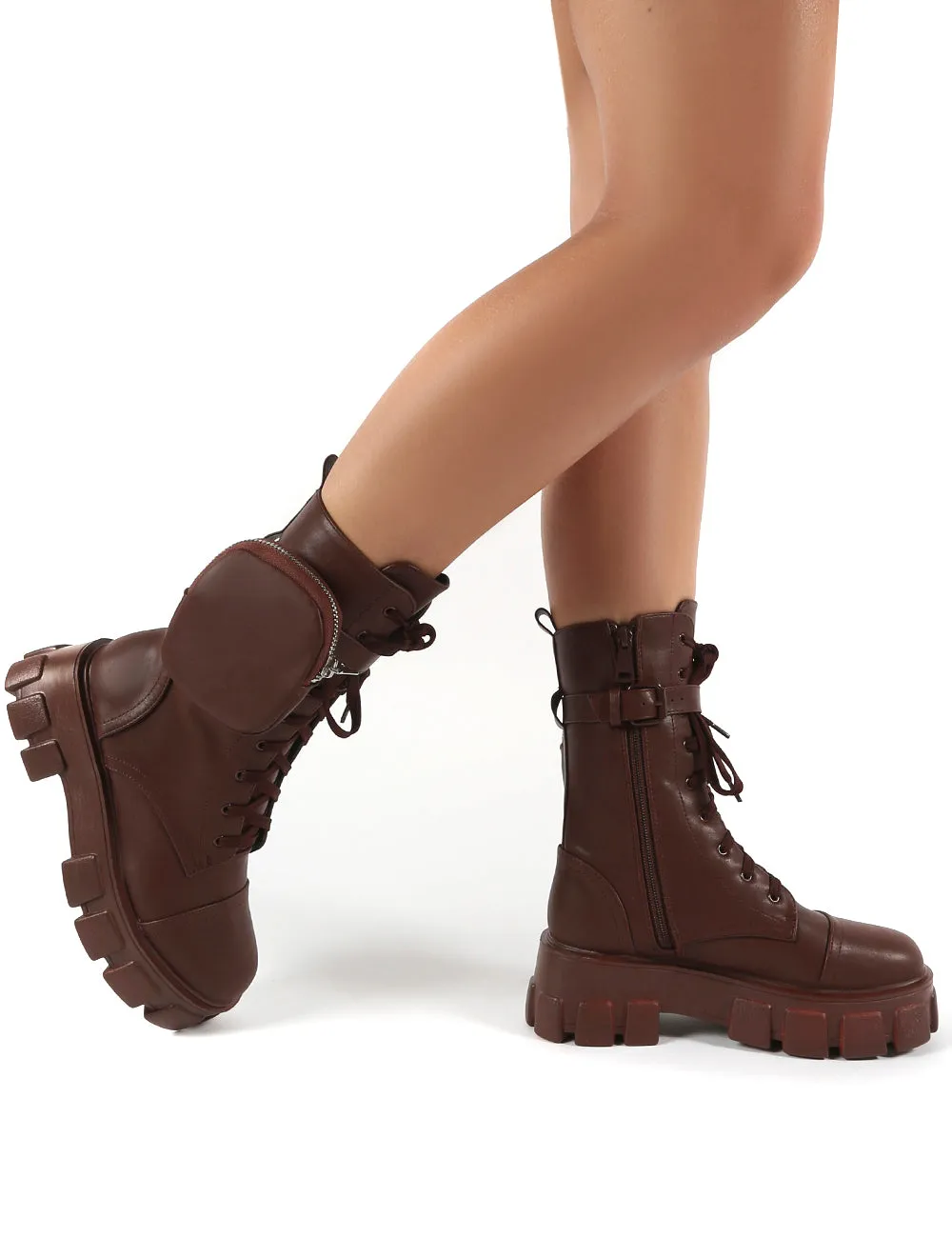 Intention Chocolate Chunky Sole Pouch Ankle Boots