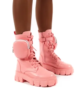 Intention Pink Chunky Sole Pouch Ankle Boots