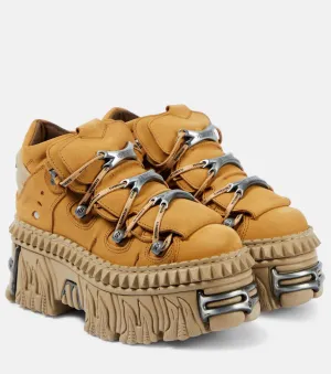 Leather platform sneakers from collaboration with new rock Vetements, brown