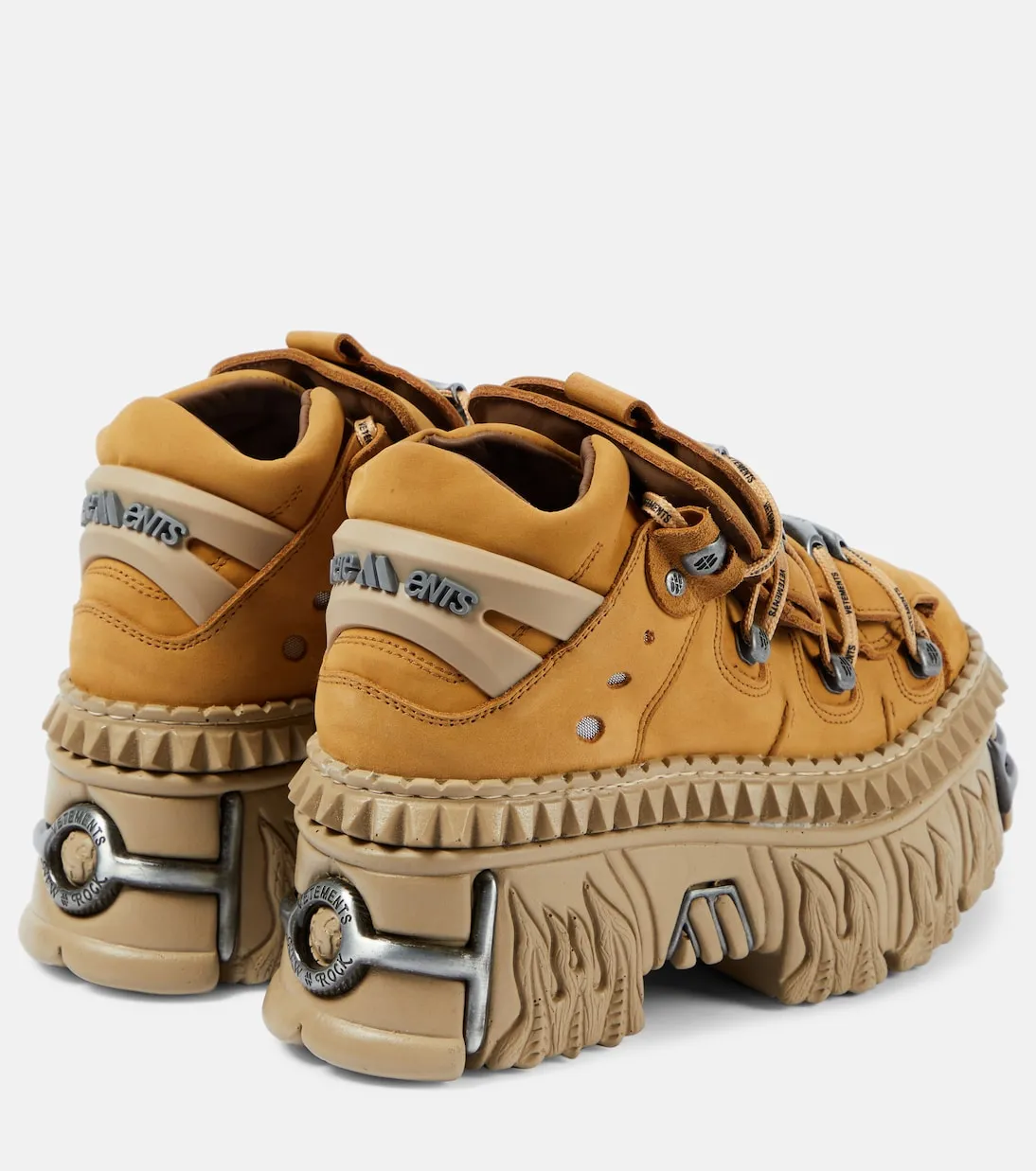 Leather platform sneakers from collaboration with new rock Vetements, brown