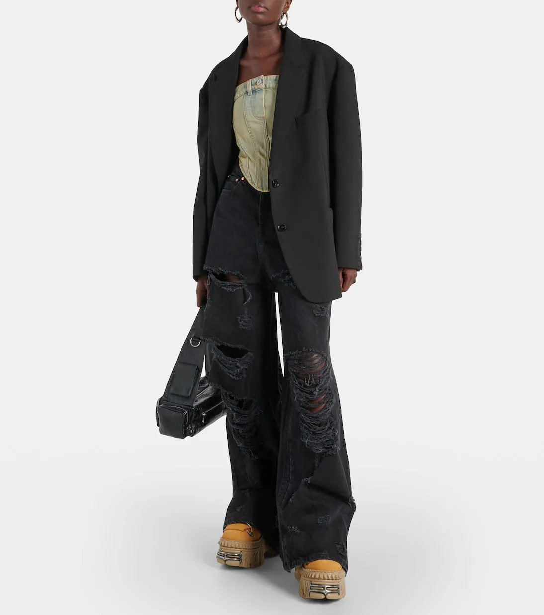 Leather platform sneakers from collaboration with new rock Vetements, brown