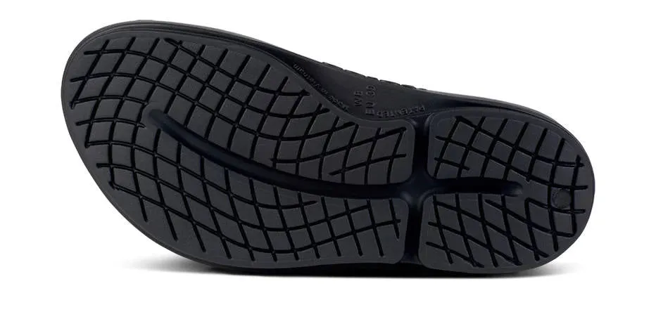 OOFOS Womens OOmega OOahh Luxe Slide Sandal Latte