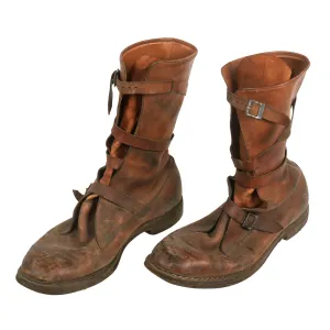 Original U.S. WWII Matched Private Purchase Wrap Around Strap Closure Tanker Boots - Size 9