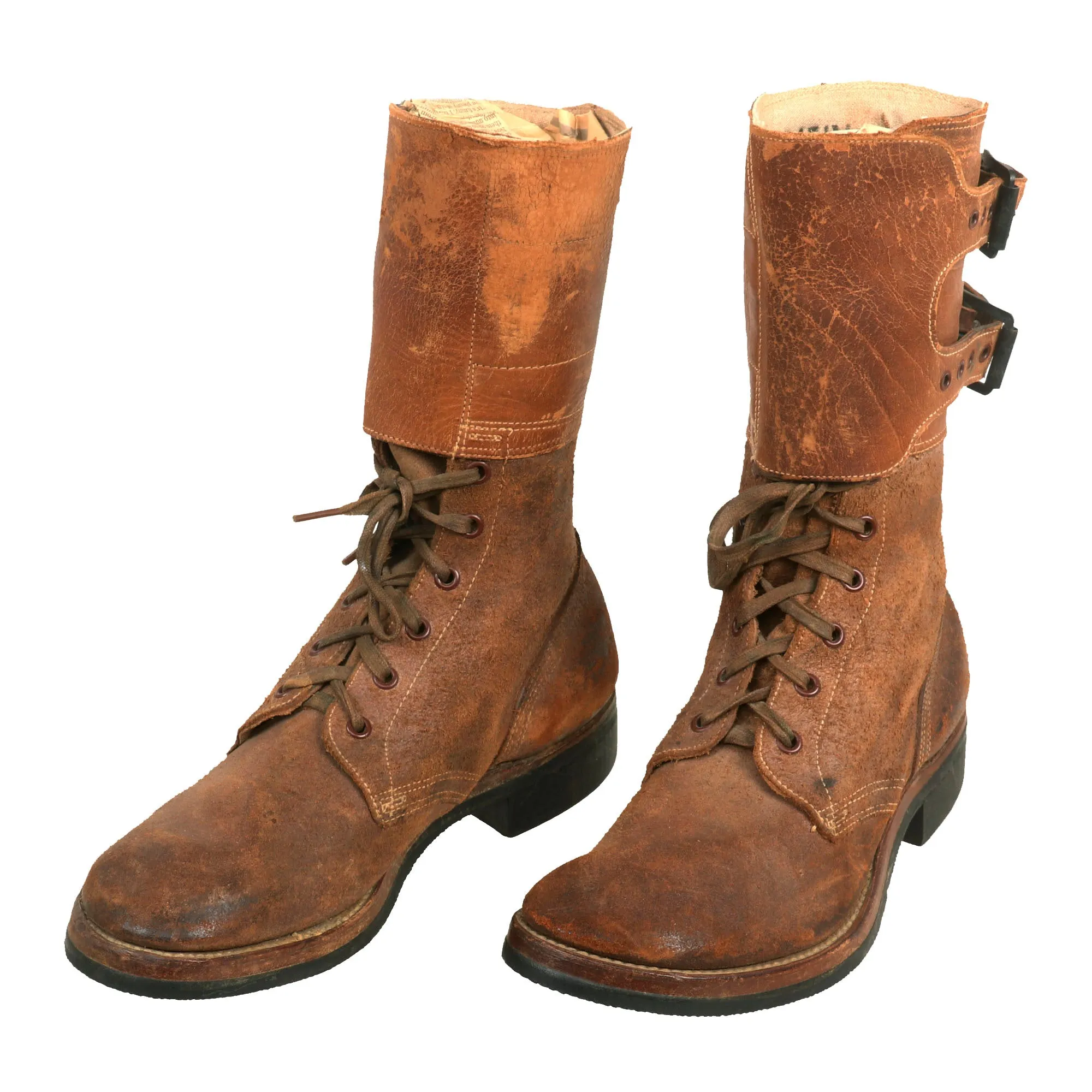 Original U.S. WWII Named M1943 Double Buckle Combat Service Boots - Matched Size 7½