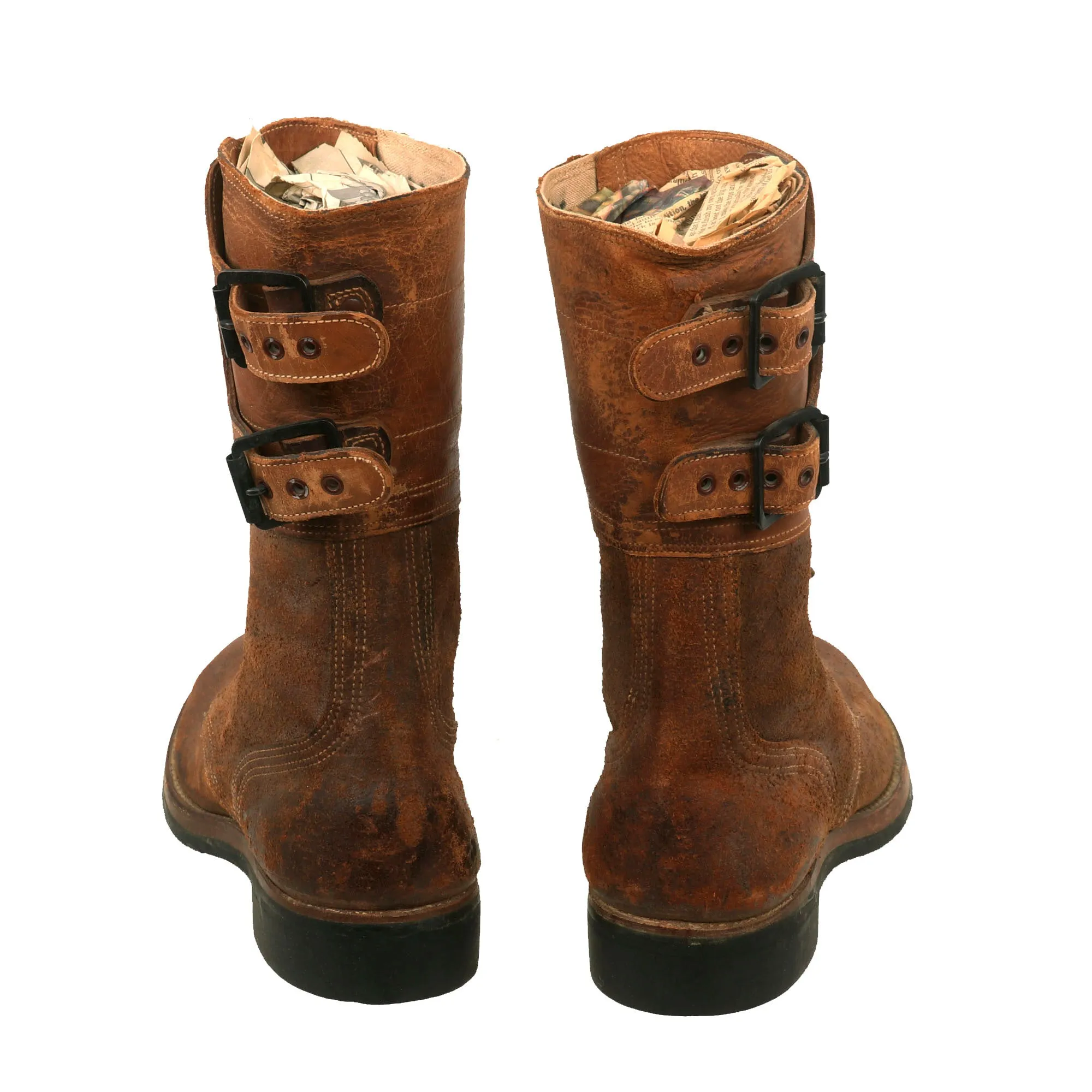 Original U.S. WWII Named M1943 Double Buckle Combat Service Boots - Matched Size 7½