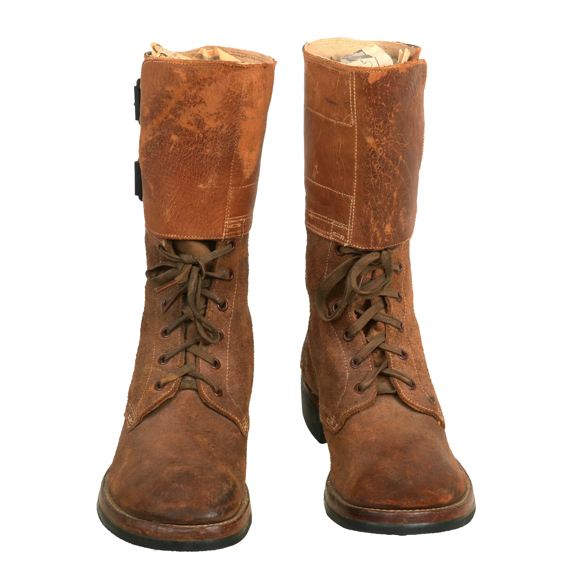 Original U.S. WWII Named M1943 Double Buckle Combat Service Boots - Matched Size 7½