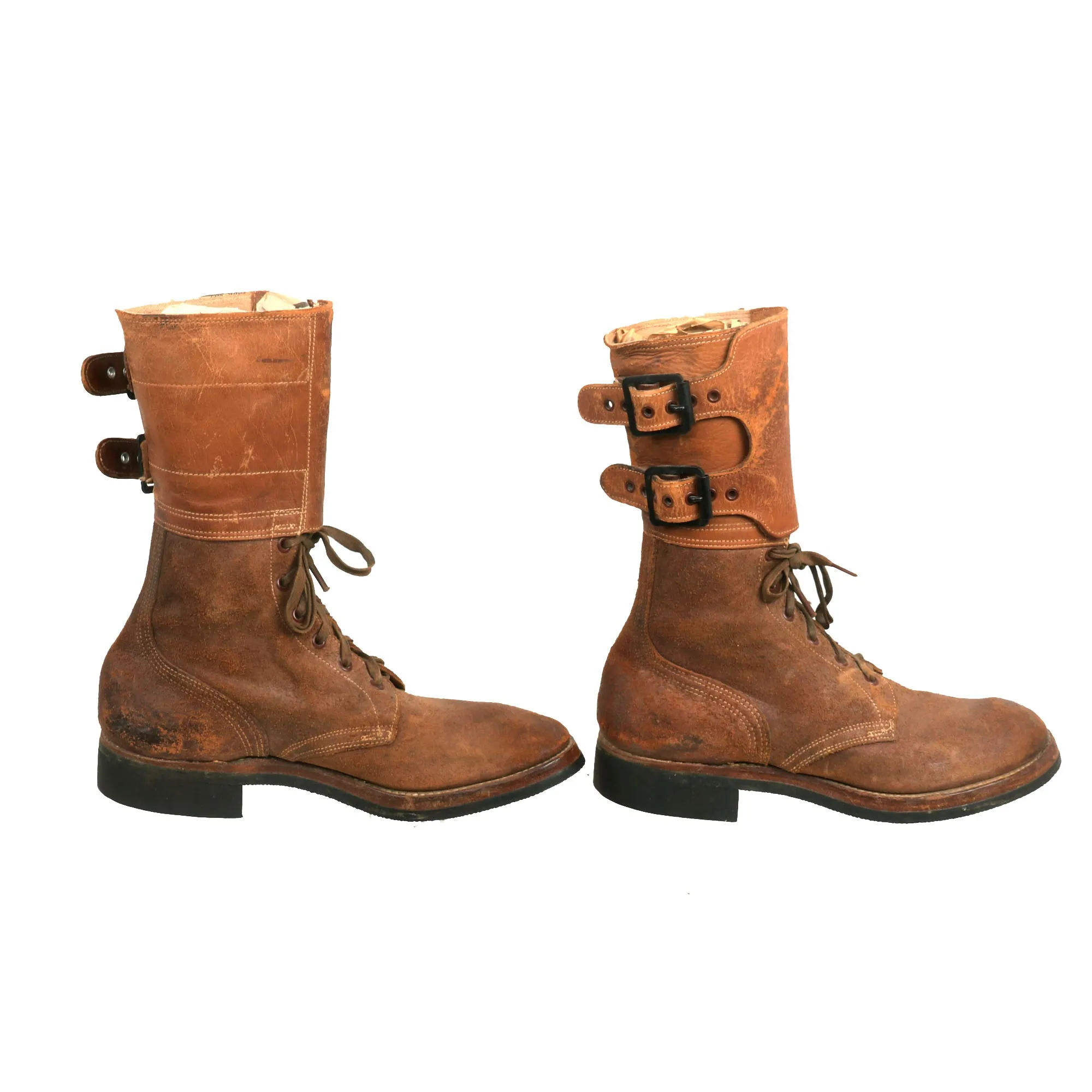 Original U.S. WWII Named M1943 Double Buckle Combat Service Boots - Matched Size 7½