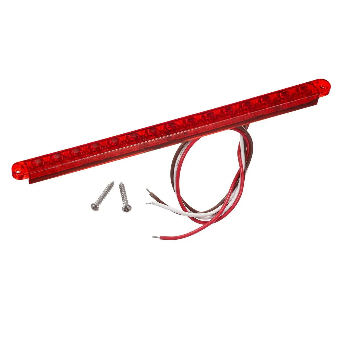 Partsam 2Pcs 12" 15 LED Red Led Trailer Truck Identification Light Bar Waterproof Sealed Thin Stop/Turn/Tail ID Marker Third 3rd Brake Light Strip bar for Trucks Trailers RV Surface Mount