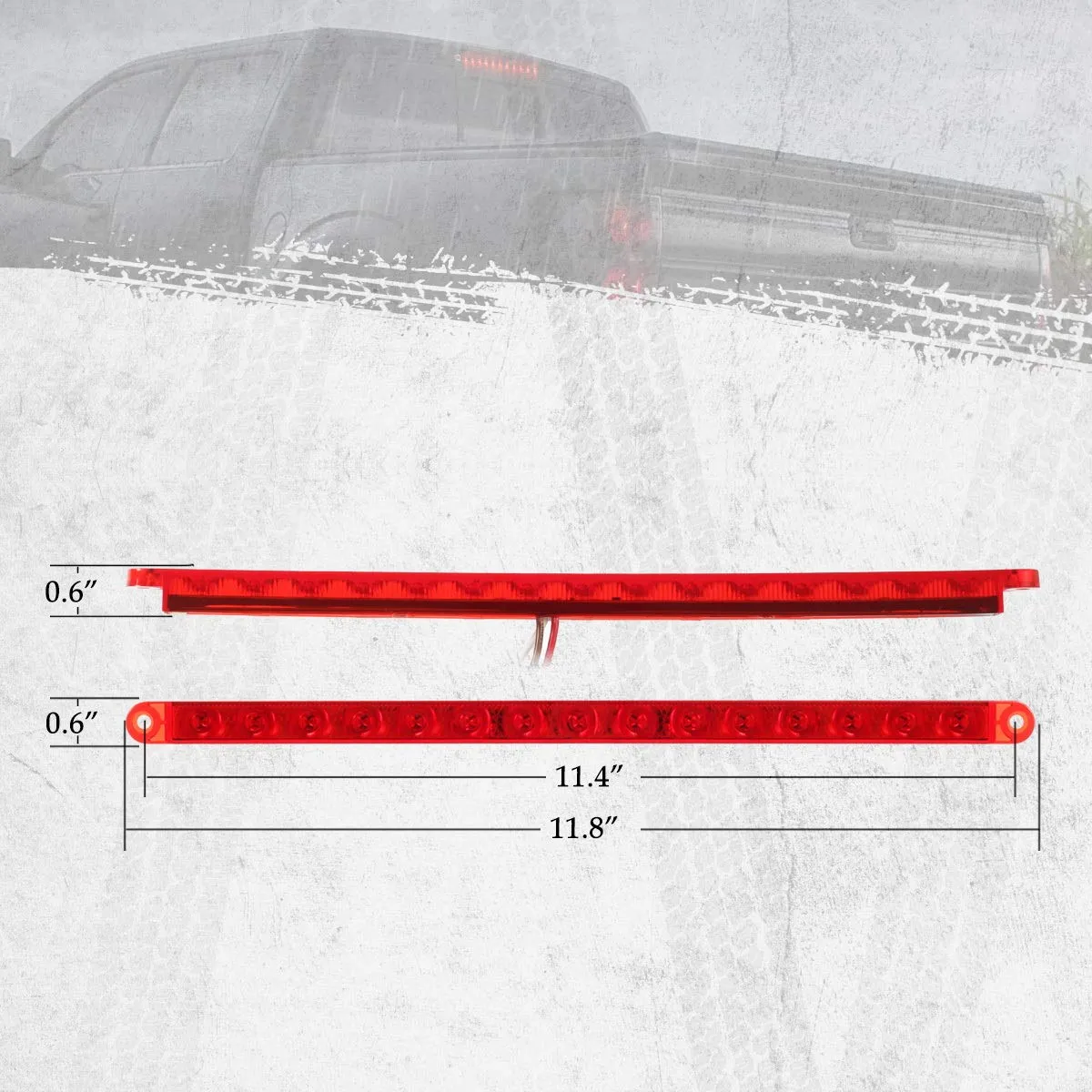 Partsam 2Pcs 12" 15 LED Red Led Trailer Truck Identification Light Bar Waterproof Sealed Thin Stop/Turn/Tail ID Marker Third 3rd Brake Light Strip bar for Trucks Trailers RV Surface Mount