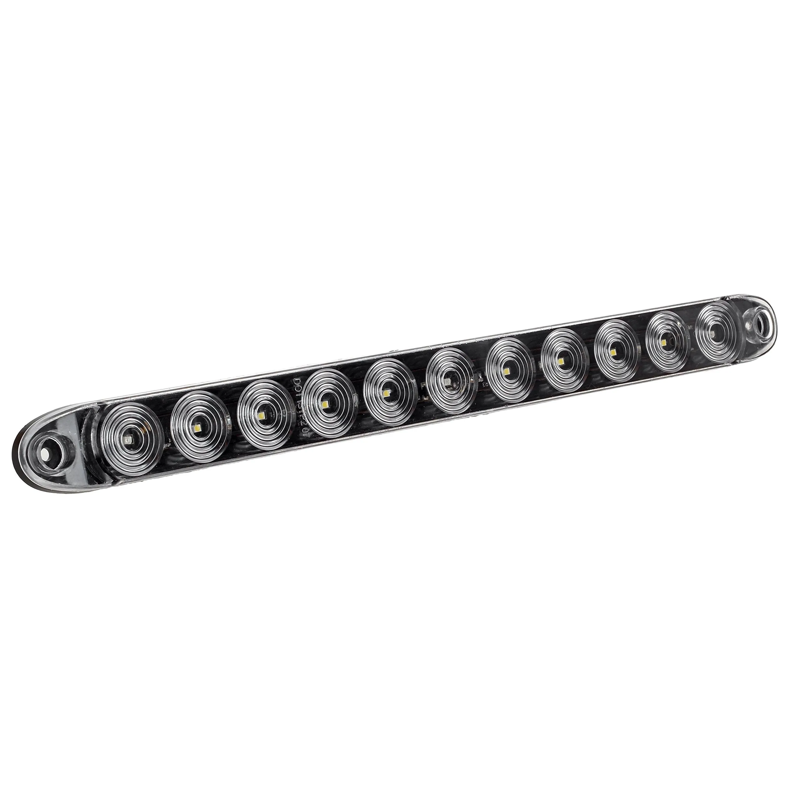 Partsam 2Pcs 15" Red 3 ID Bar w/Reverse White Light 11 LED Truck Trailer RV Clear Lens Submersible Super Thin Led Trailer Tail Light Bar