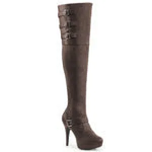 PLEASER Black leather thigh high buckle boots Size 15