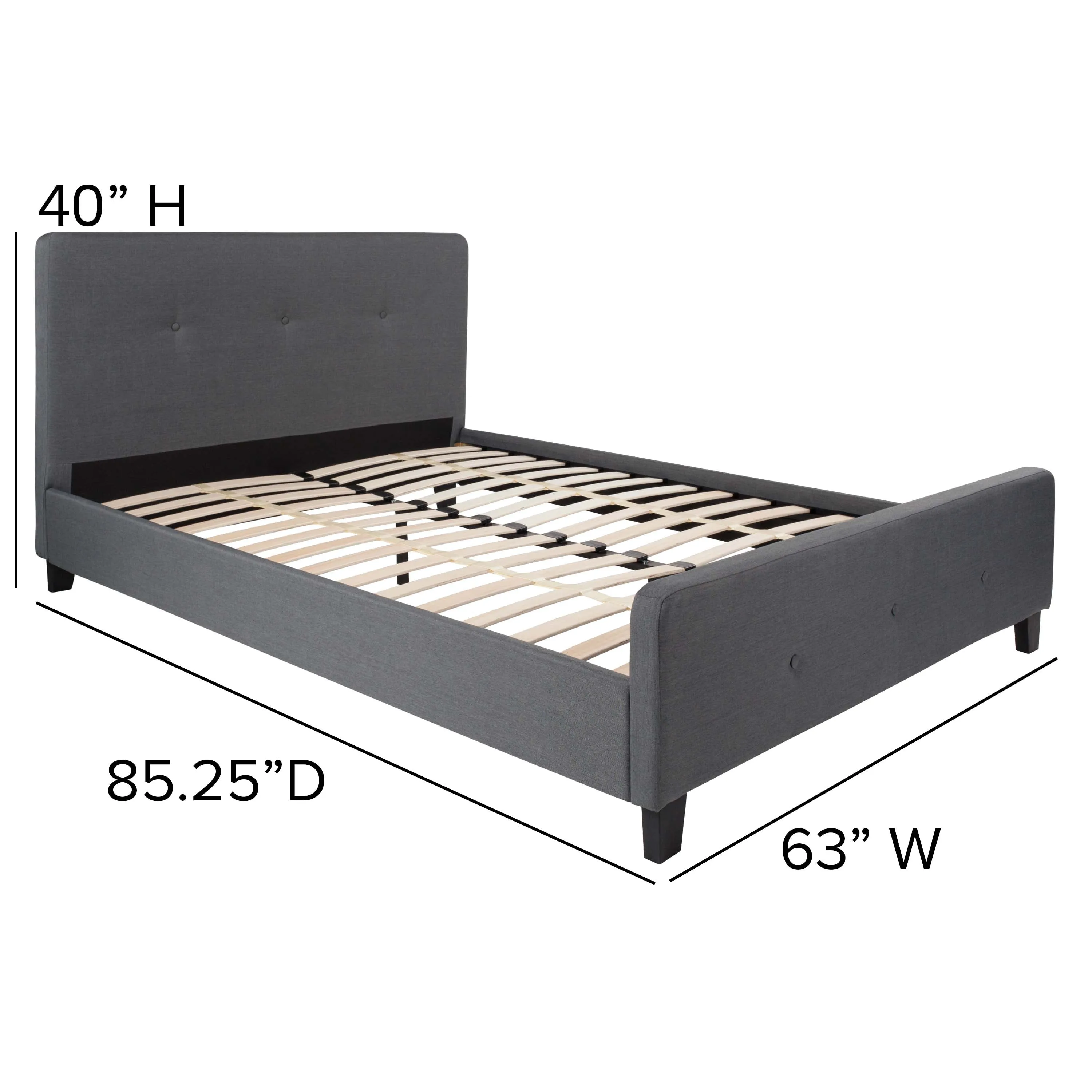 Queen Platform Bed-Dark Gray HG-31-GG