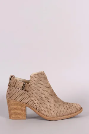 Qupid Distress Nubuck Perforated Ankle Booties Qupid Distress Nubuck Perforated Ankle Booties