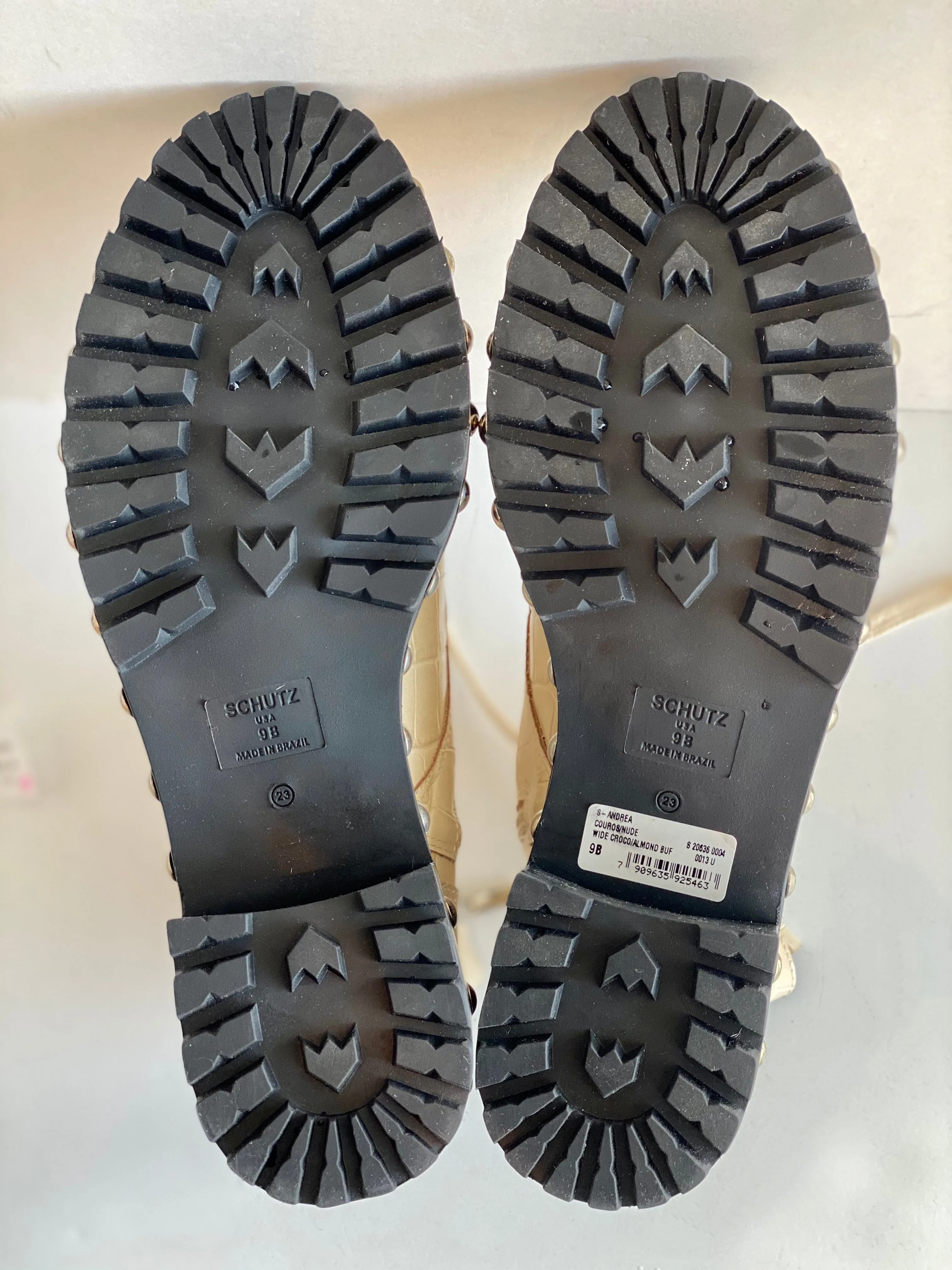 Schutz Crocodile Print Combat Boots
