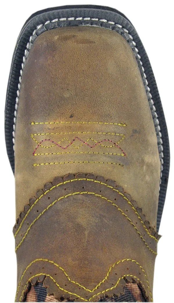 Smoky Mountain Boots Youth Boys Pawnee Brown/Camo Leather Square Toe