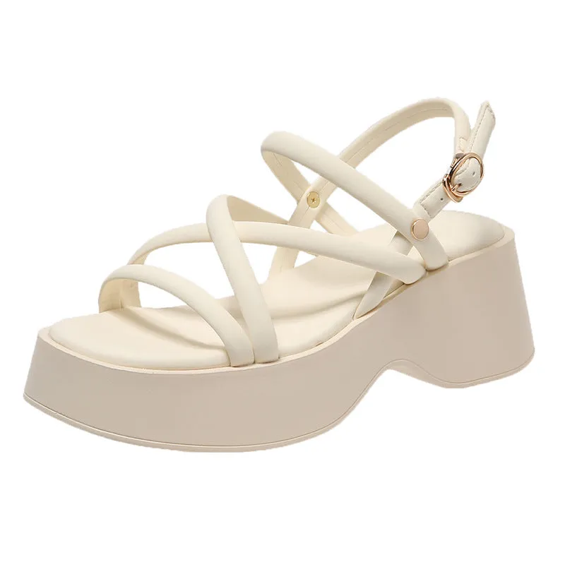 Toleet Velcro Cross Strap Platform Sandals