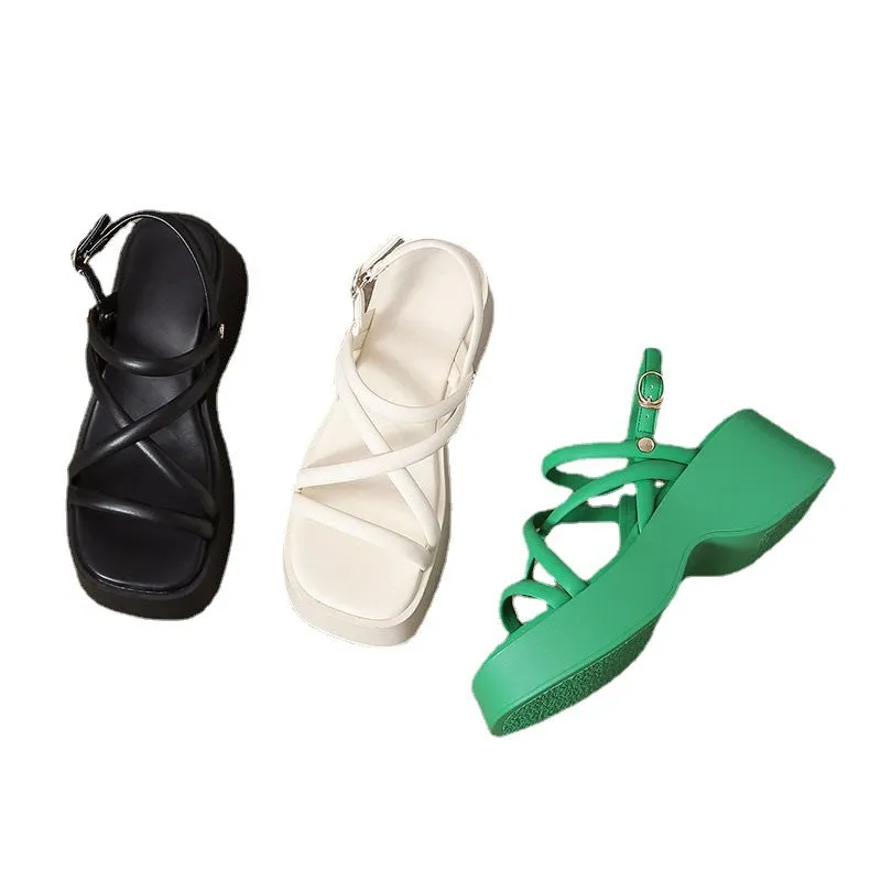Toleet Velcro Cross Strap Platform Sandals