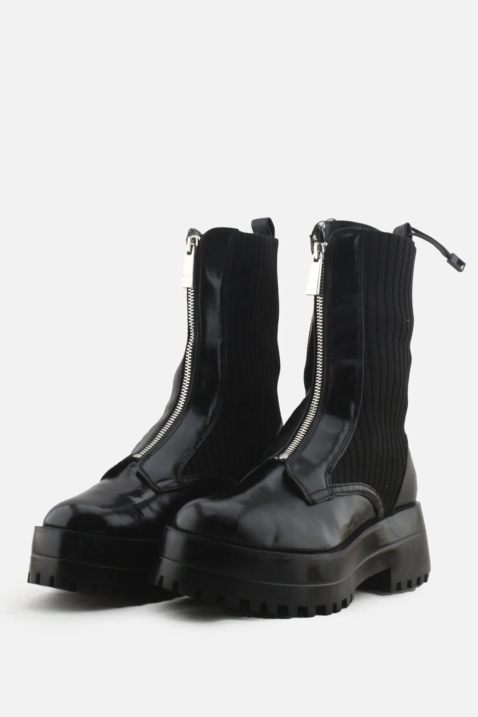 Zara Zipper Sock Boots | Textile